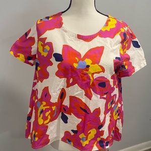 Crosby by Mollie Burch high low top Medium EUC top floral colorful & fun!